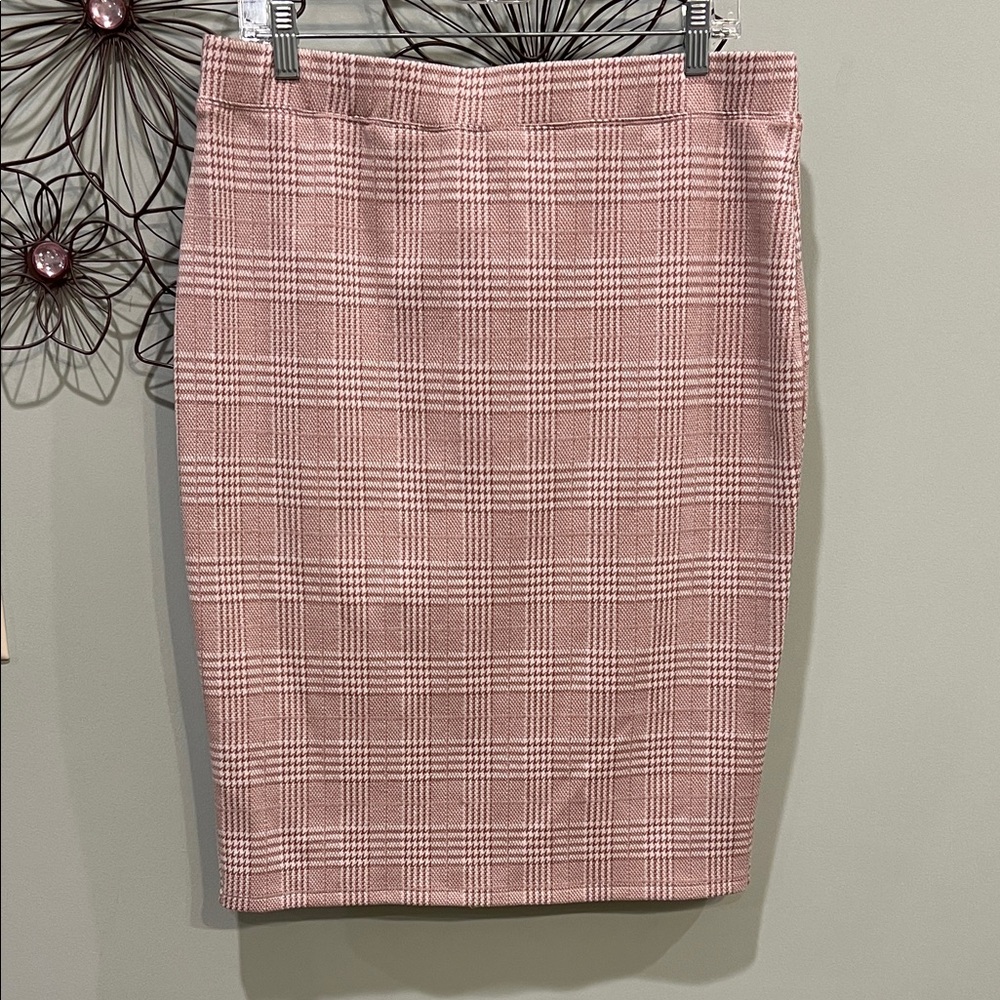 HALARA Pink Plaid Pencil Skirt